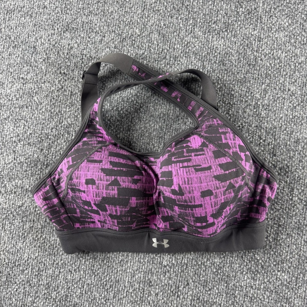 Under Armour Sports Bra Womens S Purple High Impact Crossback Adjustable